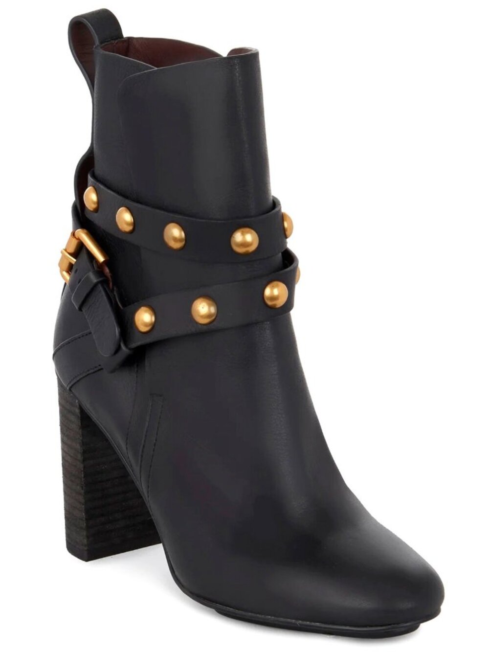 See by Chloe Neo Janis Studded Leather Ankle Boot Heel Black EU 35.5 / US 5.5